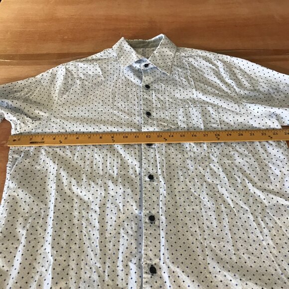 Tasso Elba Shirt Men L Blue Geometric Button Up Pocket Short Sleeve Collared - Picture 7 of 12